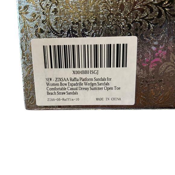 Raffia Platform Sandals SZ 10 Women Bow Ankle Strappy Espadrille Wedges Open Toe - Picture 8 of 9